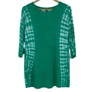 Davina green & white tie dye cut out back oversized top wms sz large